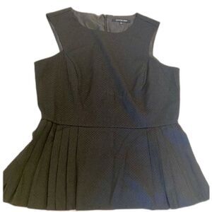 Gianni Bini black sleeveless peplum seersucker coquette feminine Blouse size 8